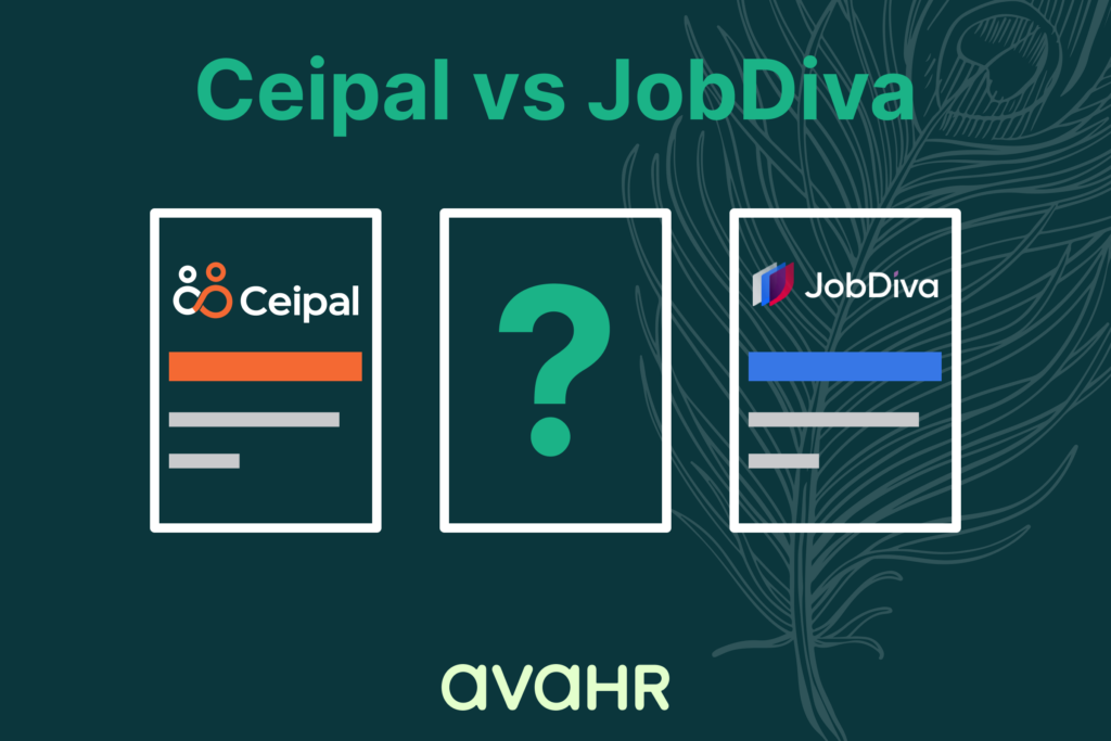 Image Showing Logos Of Ceipal Vs Jobdiva And Their Alternative Ava Hr