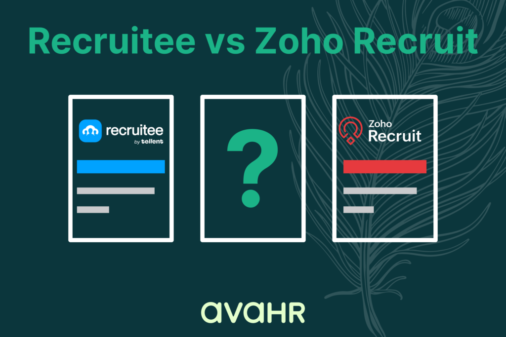 Image Showing Logos Of Recruitee Vs Zoho Recruit And Their Alternative Ava Hr
