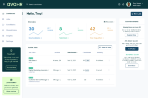 The Best 10 Applicant Tracking Systems Small Businesses To Recruit With In 2025 image showing a dashboard of AvaHR ATS