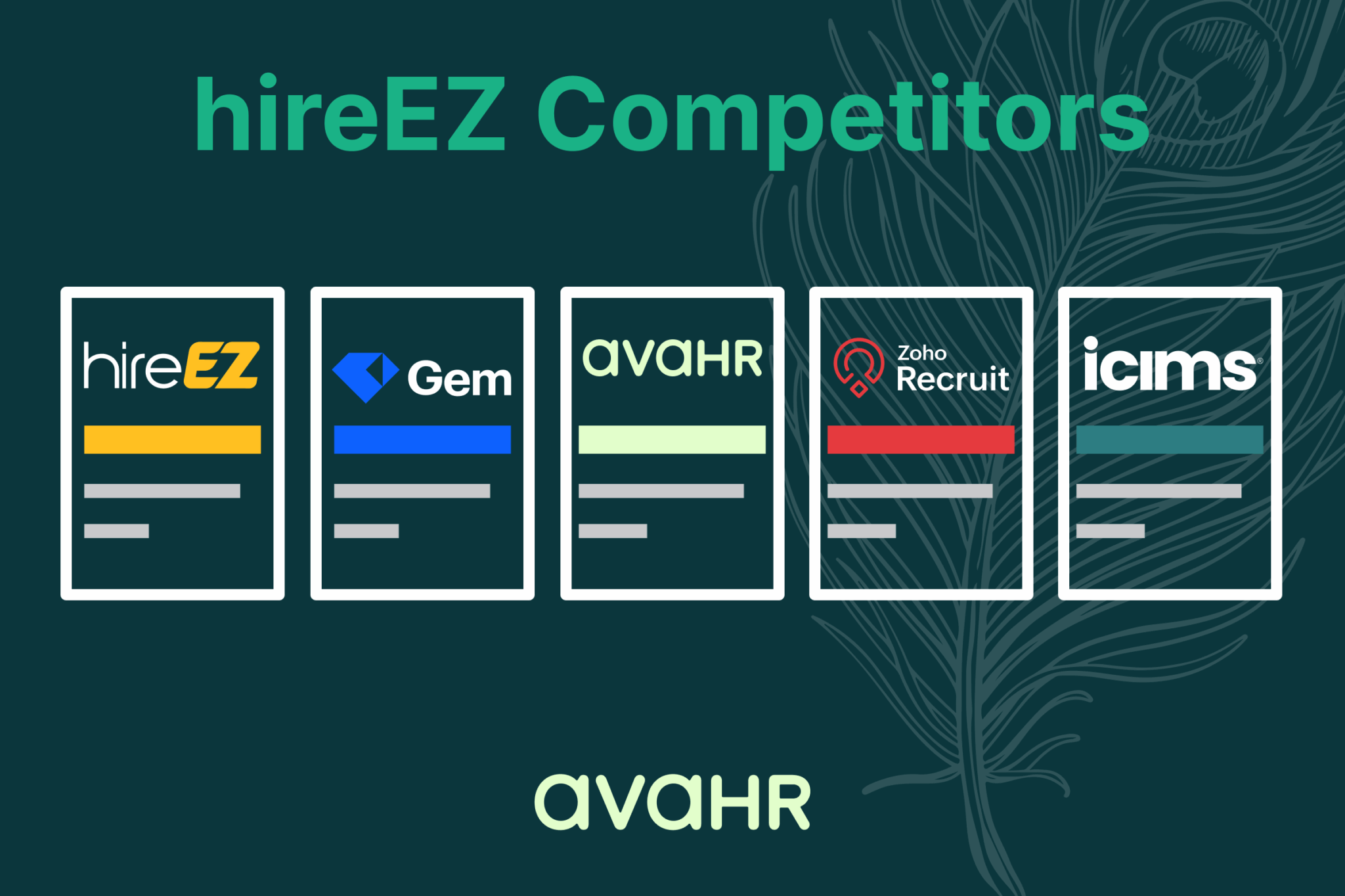 Logos of top hireEZ competitors including AvaHR, Gem, Zoho Recruit, and iCIMS
