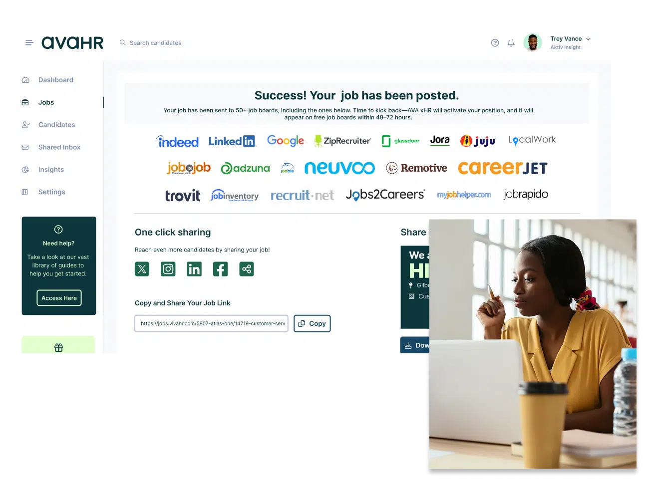 Avahr Applicant Tracking System Posting Jobs To Over 50 Job Boards Including Indeed Linkedin And Ziprecruiter With One Click Sharing