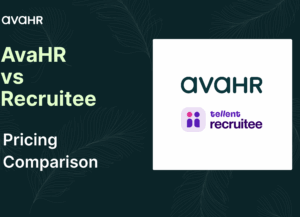 Banner graphic comparing AvaHR and Recruitee, featuring both logos and the text AvaHR vs Recruitee Pricing Comparison