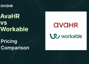 AvaHR vs Workable pricing comparison cover image with both company logos, used for blog article comparing hiring software costs and features.
