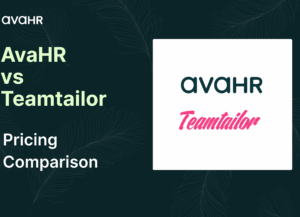 AvaHR vs Teamtailor pricing comparison cover image showing both company logos on a dark background for an article comparing applicant tracking system costs.