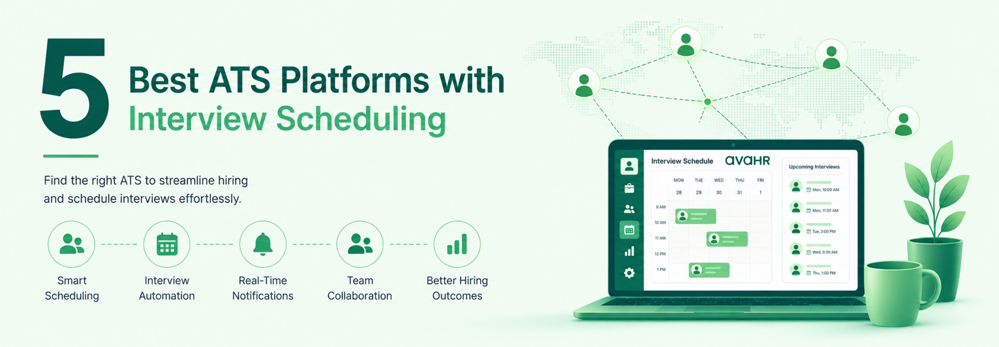 Best ATS platforms with interview scheduling in 2026 featuring AvaHR applicant tracking software for interview coordination, candidate communication, and faster hiring