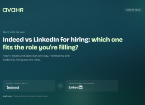 Indeed vs LinkedIn for hiring: Indeed for hourly, trades, and sales roles, LinkedIn for professional and leadership roles.